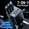 7-In-1 Car Phone Charger with LED Digital Display & 3 Extendable Cables - VIP Price